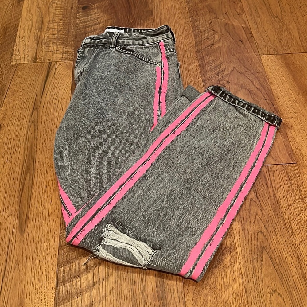 Adika Woman’s Black and Pink Stripe Jeans Size S